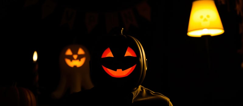 Jack-o'-Lantern Face In The Dark photo