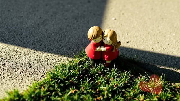 Couple Figurines in Grass photo