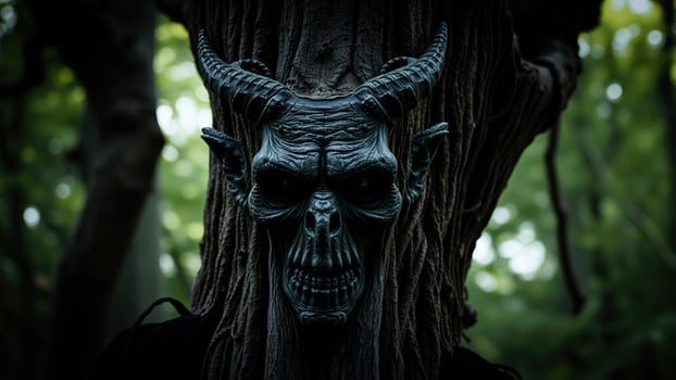 Demonic Figure Emerging from the Woods photo
