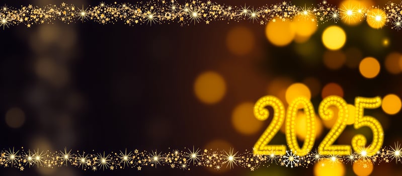 Happy New Year 2025 with Gold Sparkle Frame photo