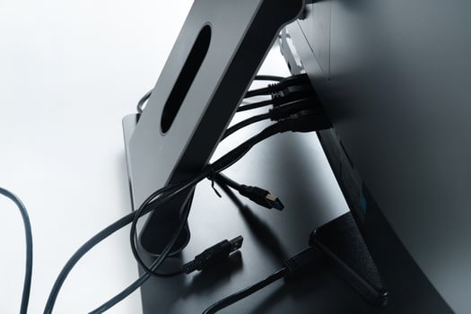 connect the back of the candy bar on a white background.A computer with multiple connections photo