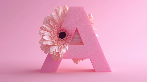 Letter A font flower frame uppercase for children toy learning with game play on solid background photo
