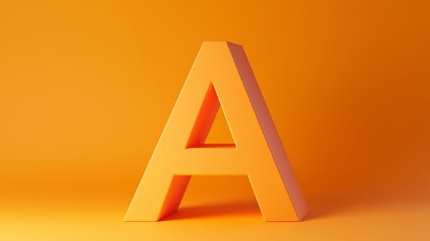 Letter A font orange frame uppercase for children toy learning with game play on solid background photo