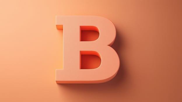 Letter B font orange frame uppercase for children toy learning with game play on solid background photo