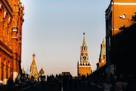 The Kremlin towers on Red Square at sunset in Moscow.Russia photo