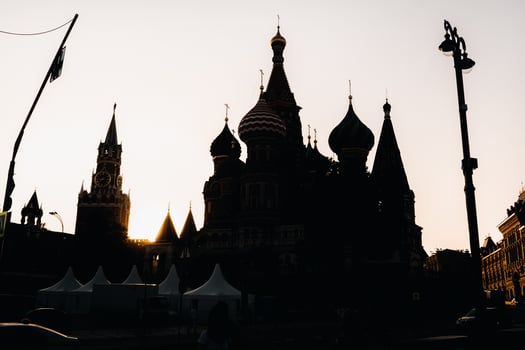 The Kremlin towers on Red Square at sunset in Moscow.Russia photo
