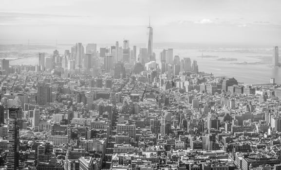 Black and white photo of new york city skyline