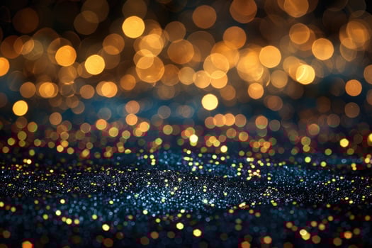 Abstract Background of Golden and Blue Bokeh Lights with Glitter photo