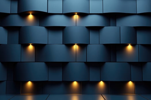 A blue wall with lights on it photo
