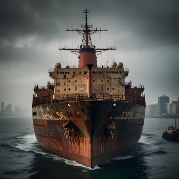 Rustic Cargo container transport ship vessel photo