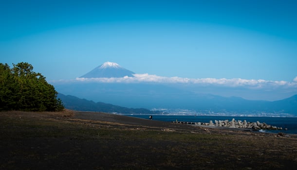 Mt. Fuji with beach at daytime in Miho no Matsubara, Shizuoka, Japan photo