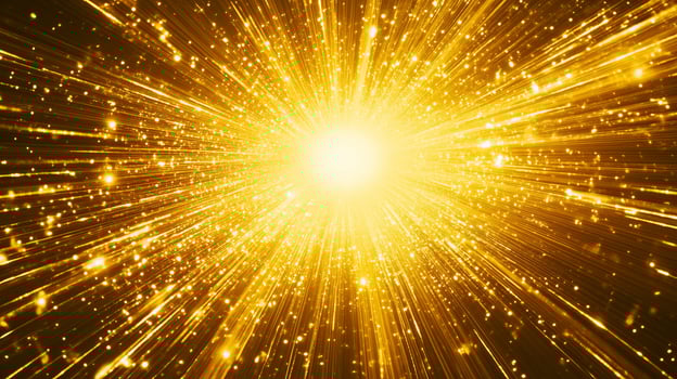 Golden explosion of light and shimmering particles in a dark background, creating a vibrant visual effect during the night photo