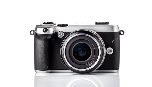 digital camera isolated on white background photo