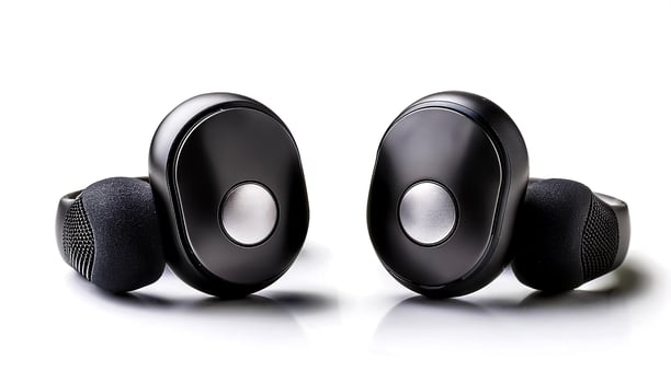 Bluetooth headphones isolated on white background photo