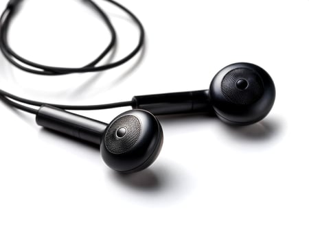 earphones isolated on white background photo