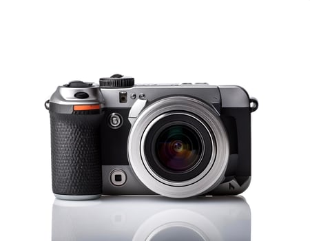 digital camera isolated on white background photo