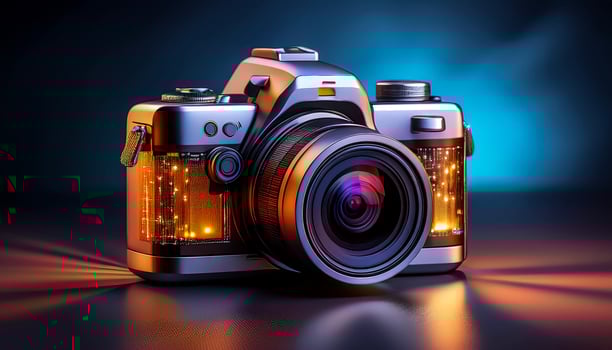 digital camera isolated on white background photo