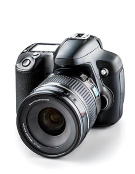 digital camera isolated on white background photo