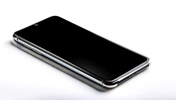smartphone with black screen isolated on white background photo