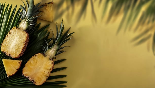 Top view of Ripe and juicy pineapple fruits photo