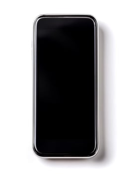 smartphone with black screen isolated on white background photo