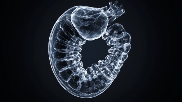 Anatomical rendering of a human heart and digestive system highlighting their intricate structure and connection photo