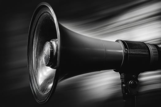 Black and White Megaphone with Blurred Background photo