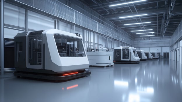 High-tech automated manufacturing facility with advanced machinery during daytime operations photo