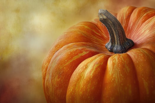 Close-up of a Striped Pumpkin with a Blurred Background photo