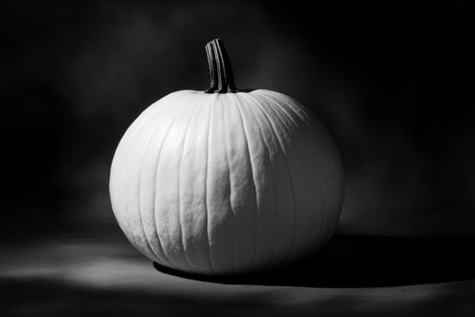 A Single White Pumpkin Against a Dark Background photo