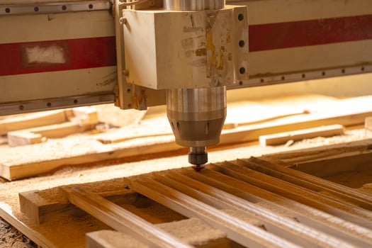 Machine Tool Equipment Industrial Workshop Enterprise Wood Processing Wooden Planks. photo