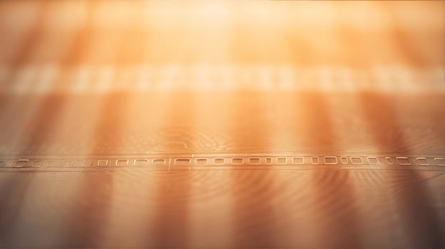 A close up of a circuit board with a light shining through photo