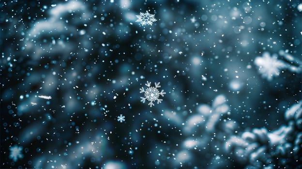 Snowflakes falling on a dark background photo