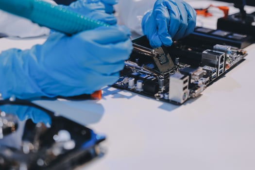Electronics technician, electronic engineering electronic repair, electronics measuring and testing, repair and maintenance concepts. photo