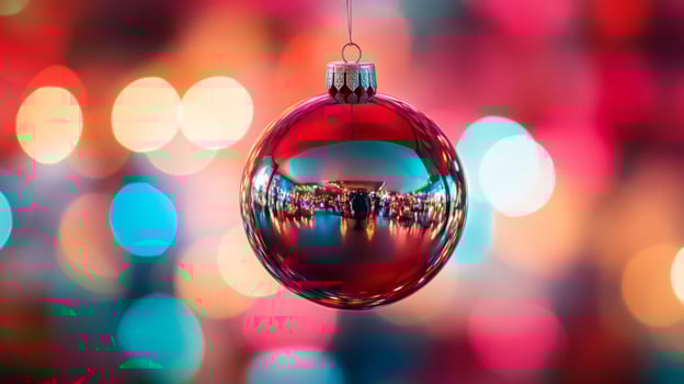 Red Christmas Ornament Reflecting Lights photo