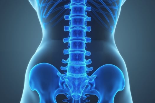 glowing x-ray back spine and neck bones, photo