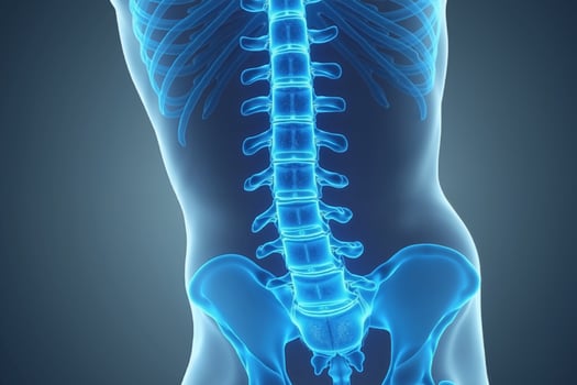 glowing x-ray back spine and neck bones, photo