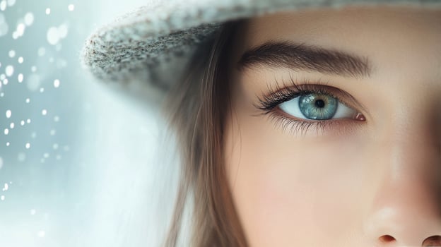 A woman with blue eyes looking at the camera photo