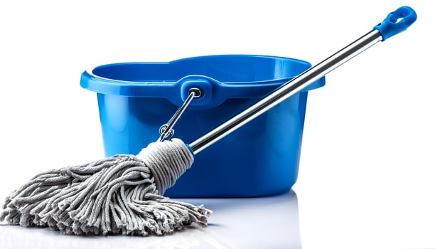 a mop bucket isolated on white background photo