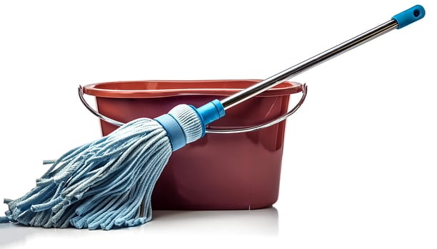 a mop bucket isolated on white background photo