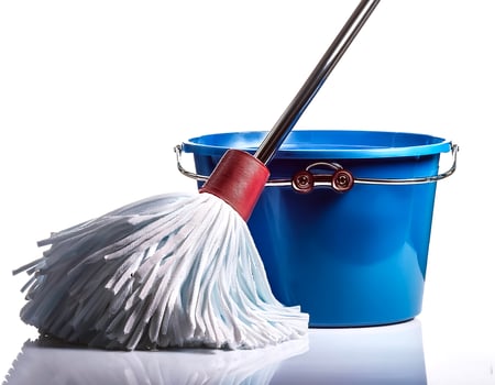 a mop bucket isolated on white background photo