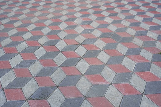 cube shape hexagon background in city park paving photo