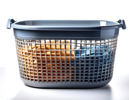 Laundry basket isolated on white background photo