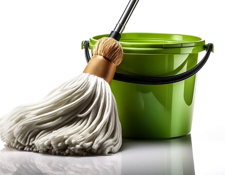 a mop bucket isolated on white background photo