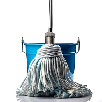 a mop bucket isolated on white background photo