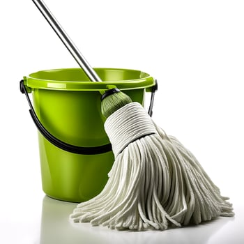 a mop bucket isolated on white background photo