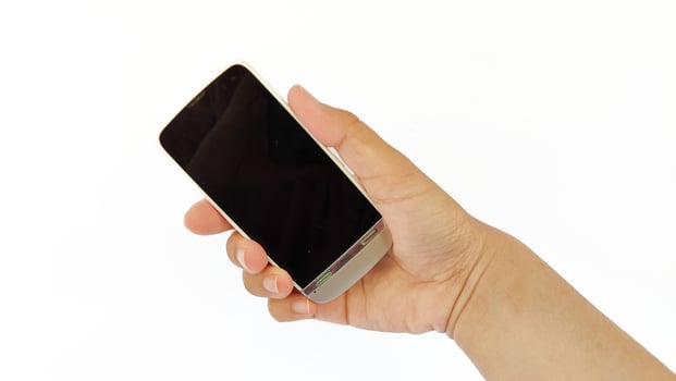 Closeup shot of hand holding handphone photo
