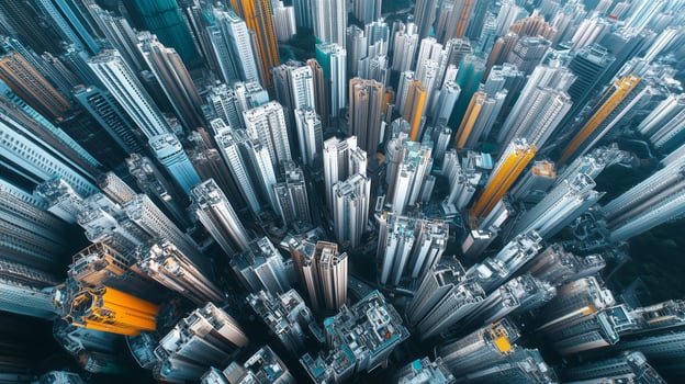 Aerial view of densely packed skyscrapers and urban architecture in a vibrant city during daylight photo