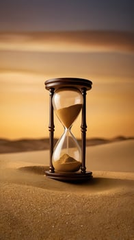 Antique Hourglass wooden yellow sand clock timer photo