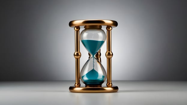 Antique Hourglass wooden blue sand clock timer photo